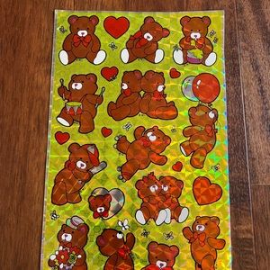 Teddy Bears And Hearts Vintage 80s Stickers 1 Sheet Morgan Inc 1983 Rare!